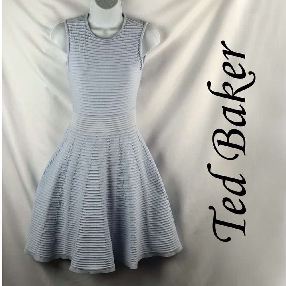 Ted Baker London Striped Textured Cocktail Dress Sleeveless